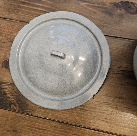 Vintage Enamelware Stock Pot/Bucket Wood Handle & Lid - Picture 10 of 14